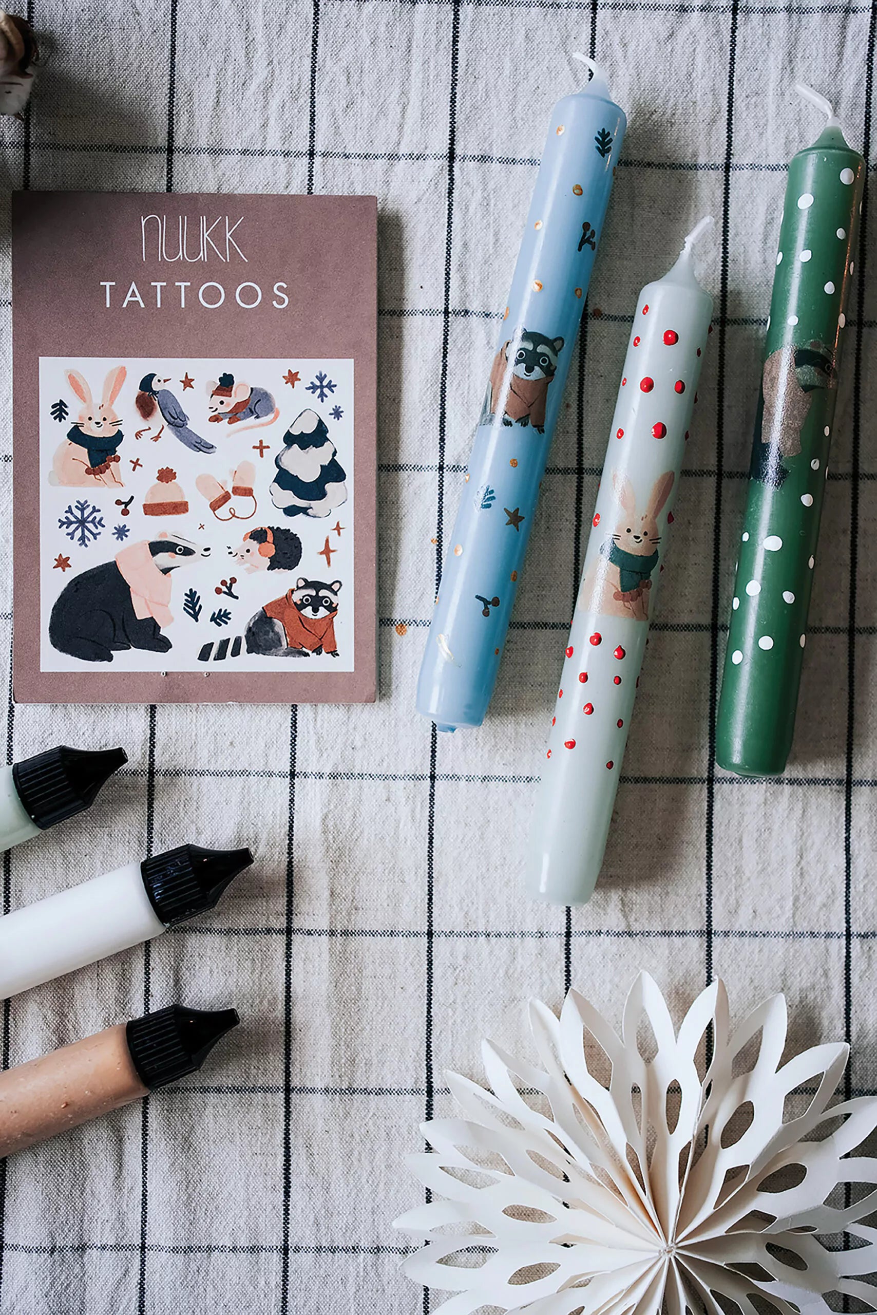 vegane Kindertattoos - Mützen und Handschuhe