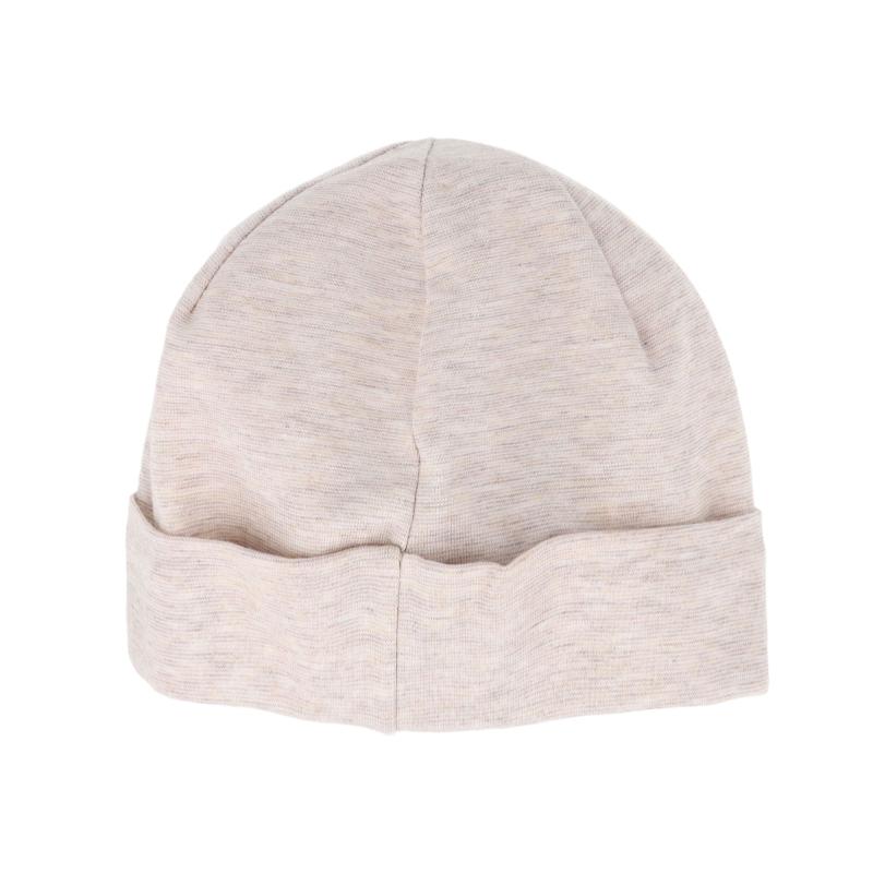 GOTS KIDS-Beanie mit Umschlag, Microringel, UV 50, beige
