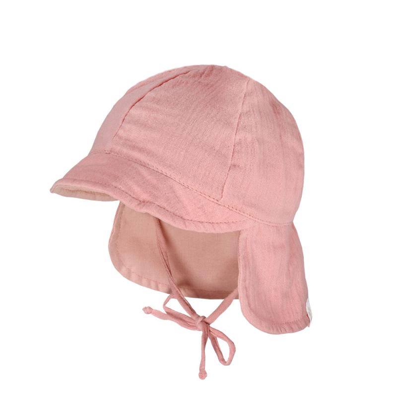 GOTS Baby Schildmütze mit Nackenschutz und Bindeband