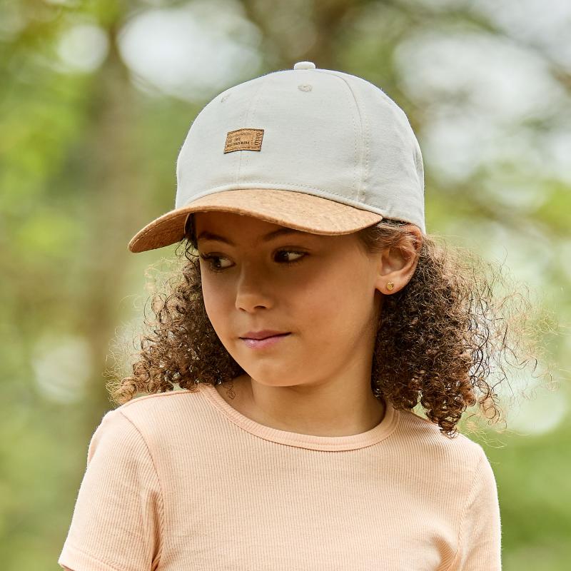 KIDS-Cap Waschoptik mit Korkschild und Klettverschluß, wollweiß