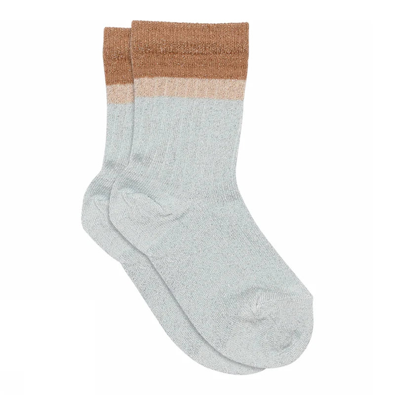 gerippte Glitzer Socken - Norma, tawny brown