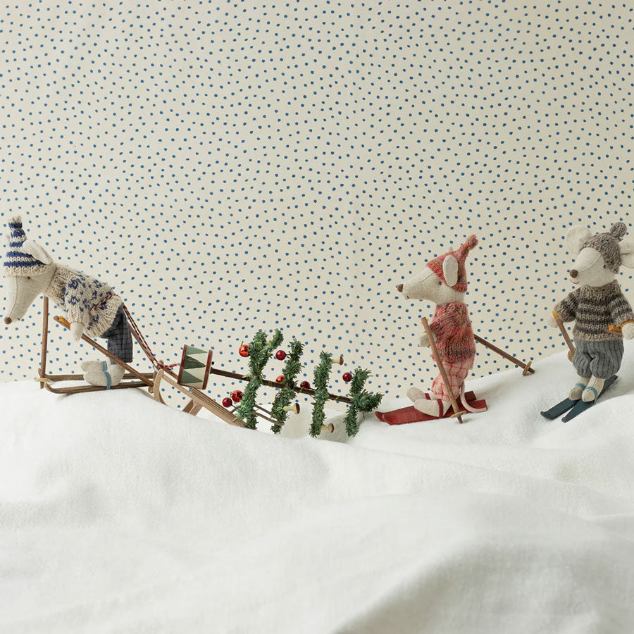 Wintermaus mit Skiset, Papa - Blau