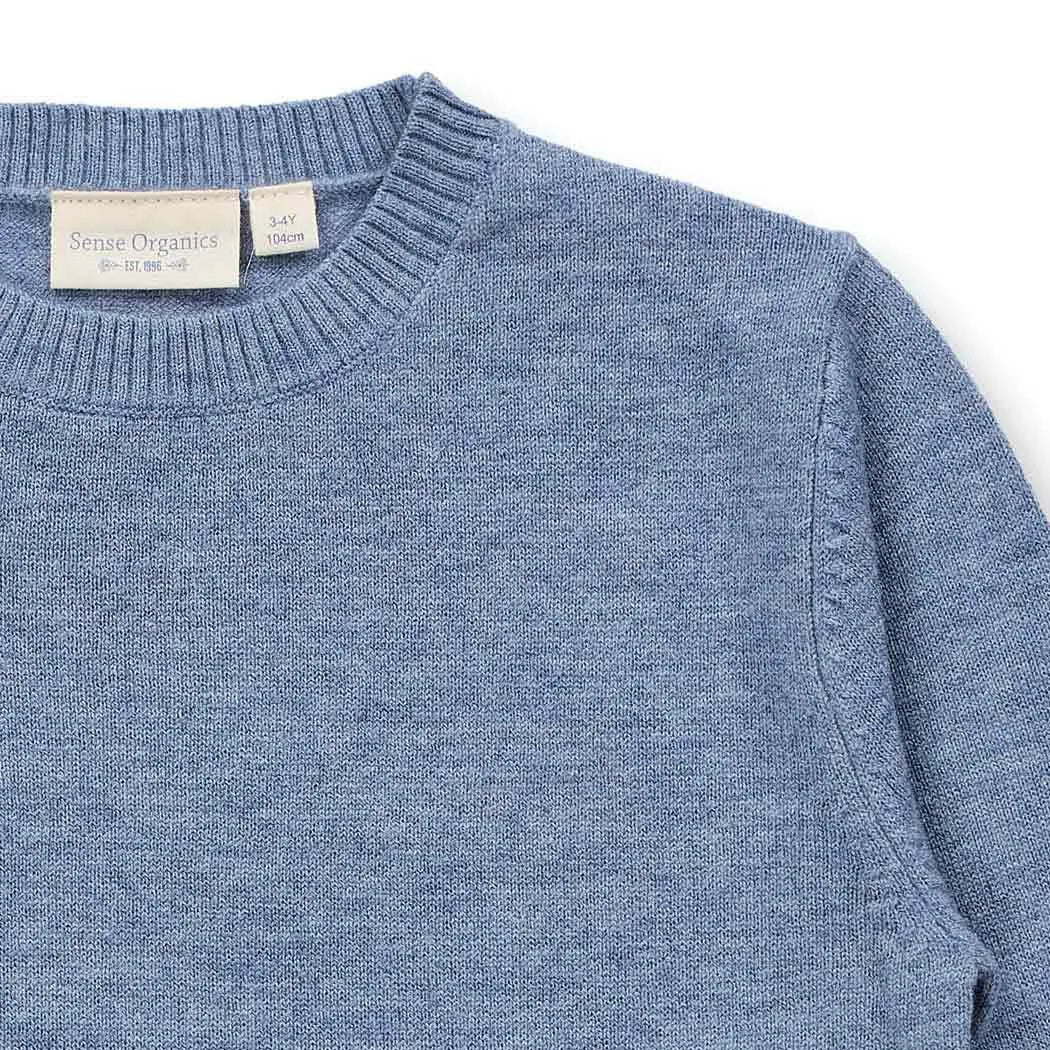 Kinder Merino Strickpullover in denimblau mélange, Modell IKE