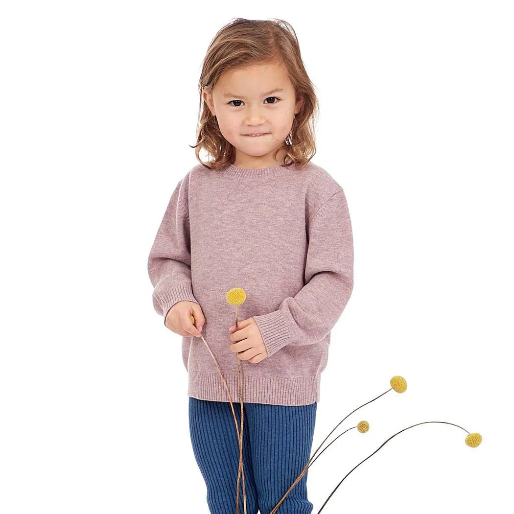 Kinder Merino Strickpullover in mauve mélange, Modell IKE