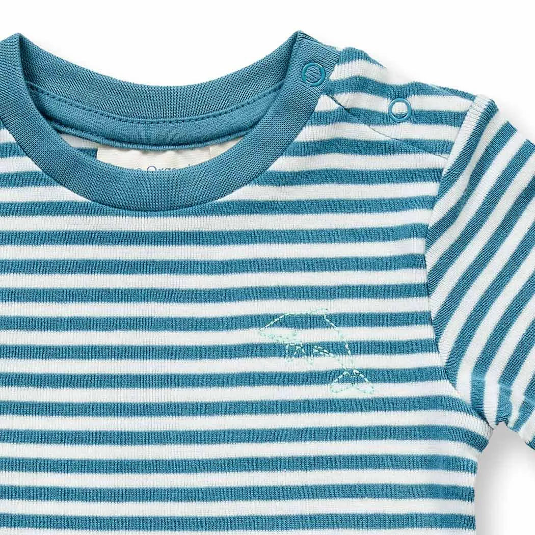 Baby Body blau-weiß geringelt, Modell VARIN