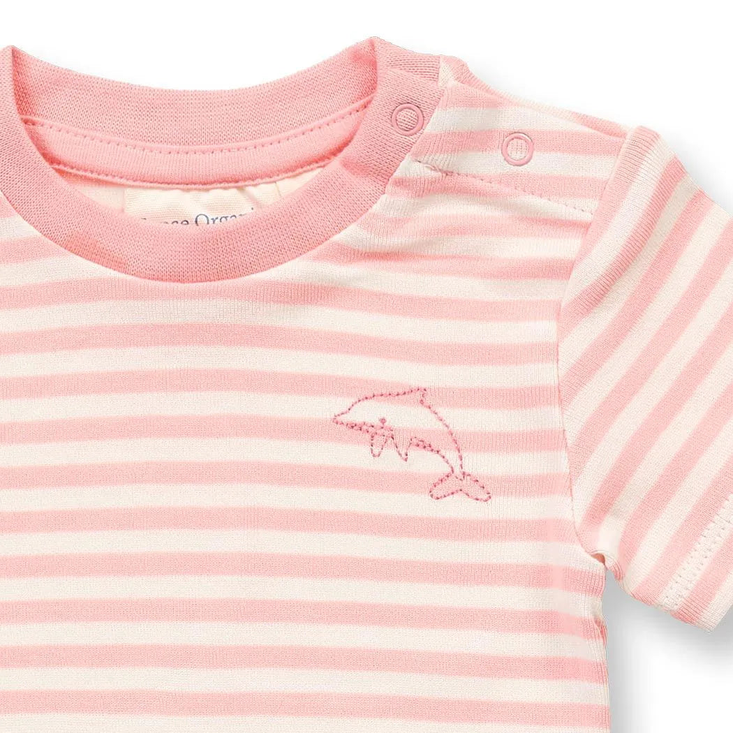 Baby Body rosa-weiß geringelt, Modell VARIN