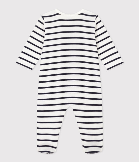 Gestreifter Baby-Pyjama aus Rippstrick