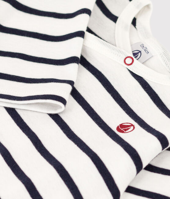 Gestreifter Baby-Pyjama aus Rippstrick