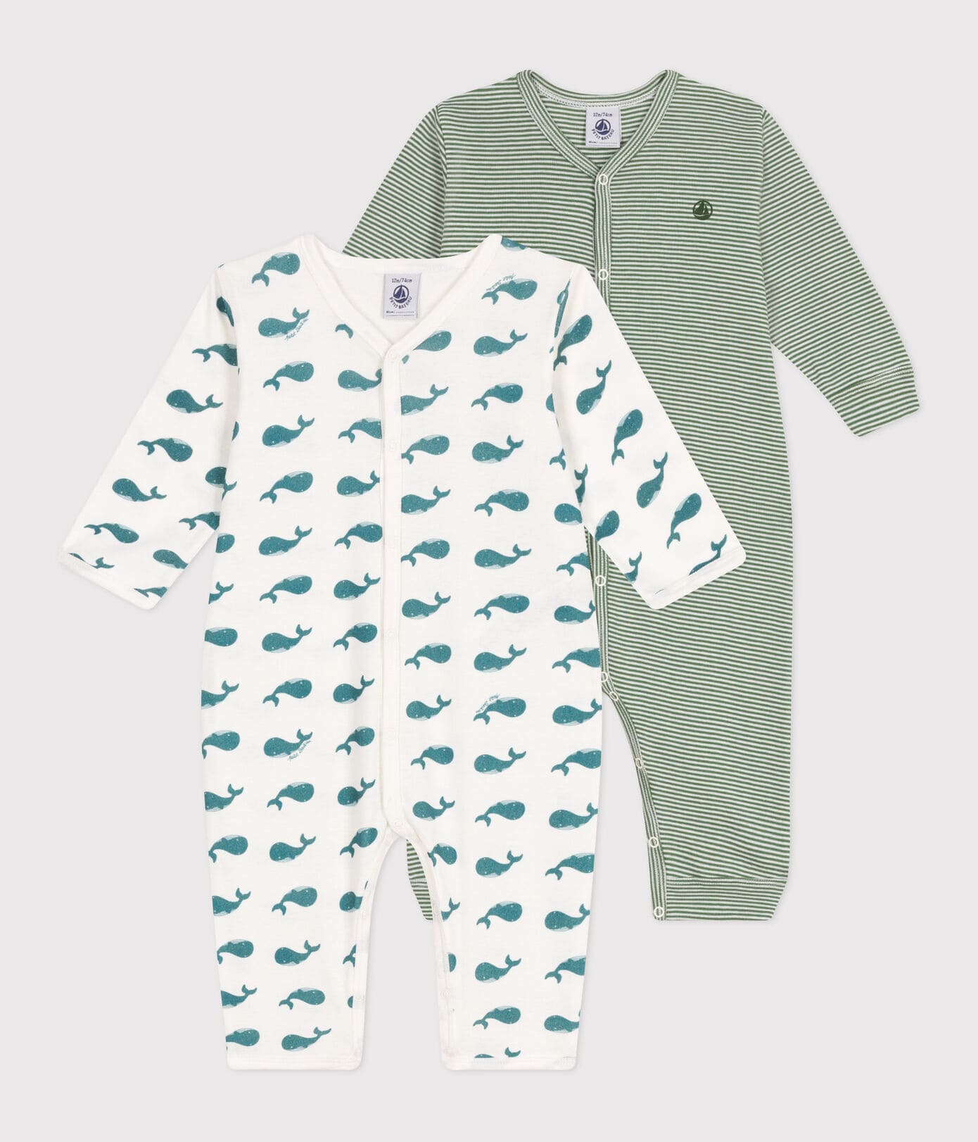 2er-Set Strampler ohne Füsschen aus bedruckter Baumwolle