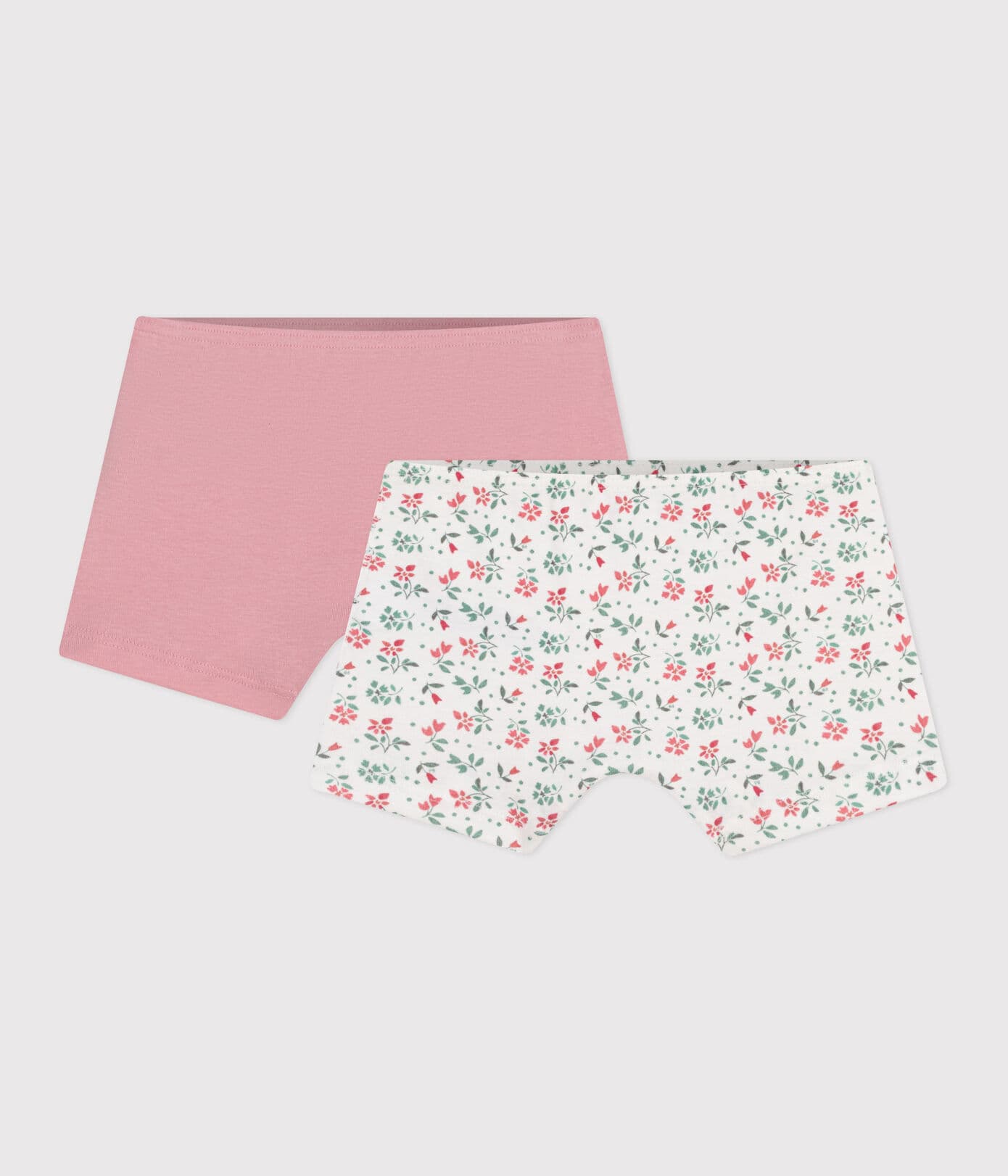 2er-Set hohe Kinder-Shortys aus Baumwolle mit Blumenmotiv
