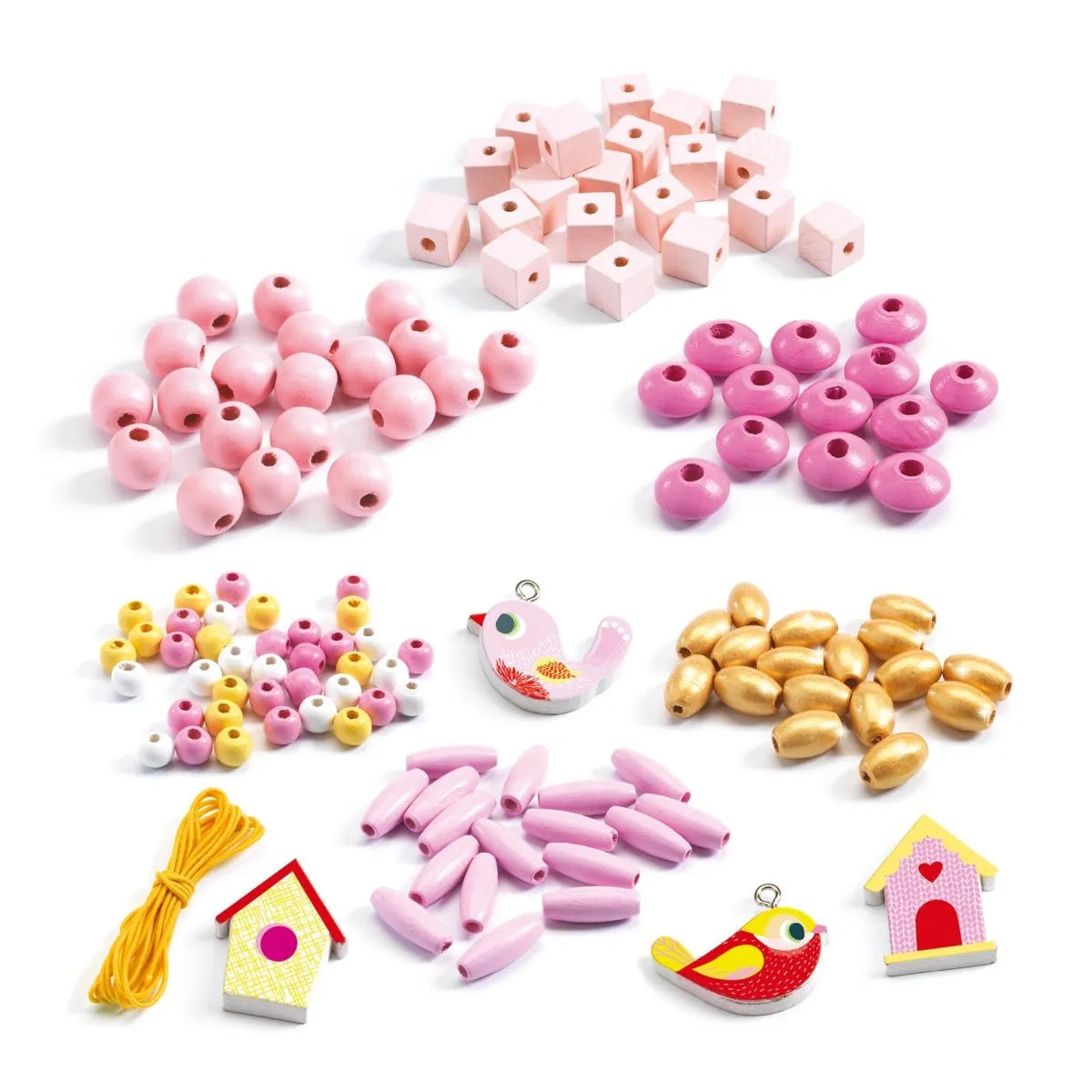 Schmuck basteln: Holzperlen Vögel