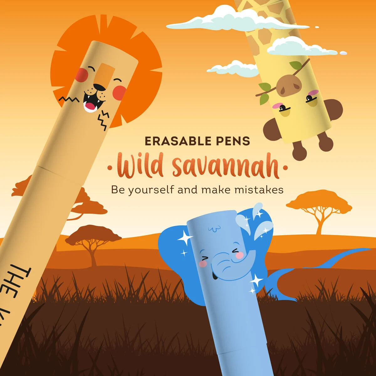 Set mit 3 löschbaren Gelstifte - Wild Savannah