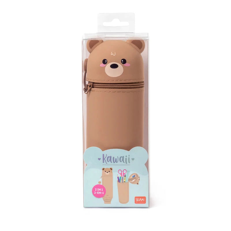 2 in 1 Federmäppchen KAWAII aus weichem Silikon - Teddybär