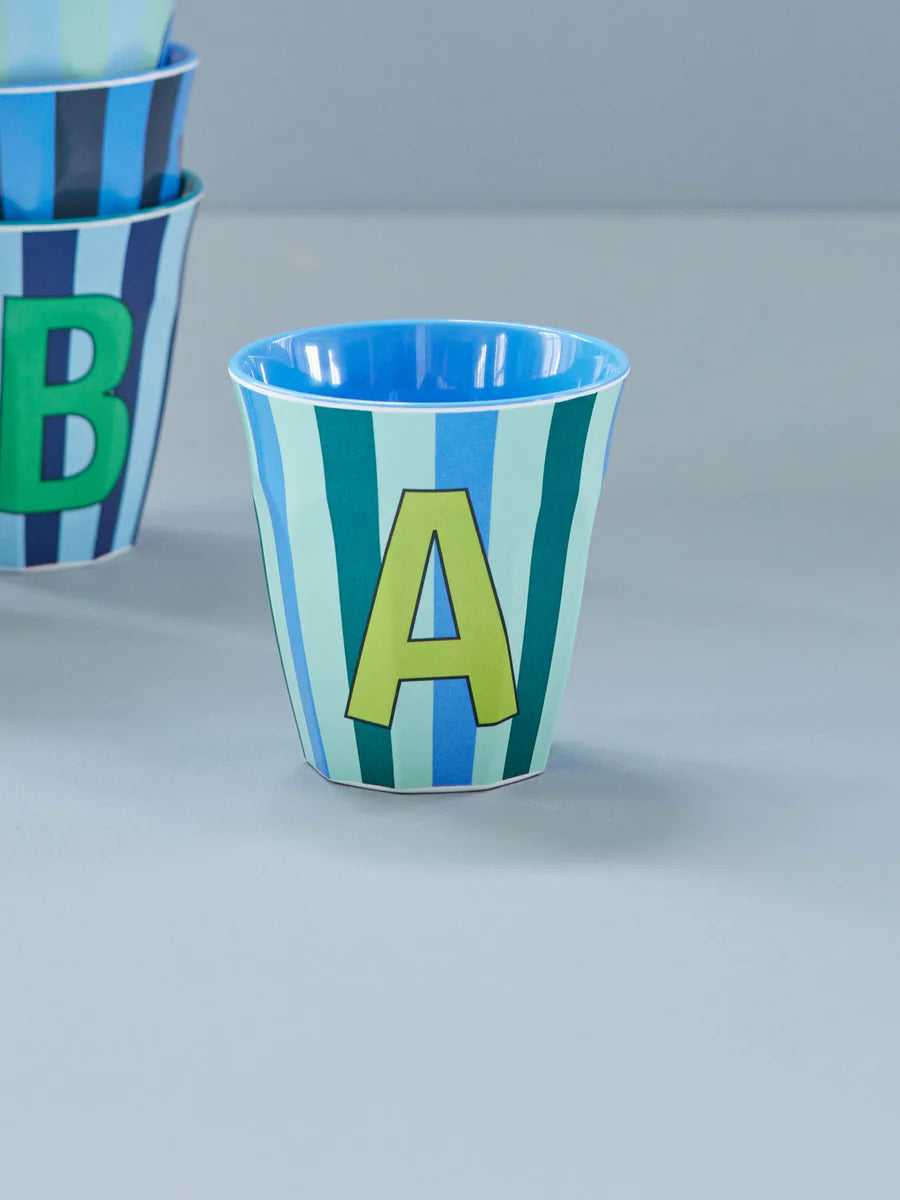 Mittelgroßer Becher - Blau - A - Stripes