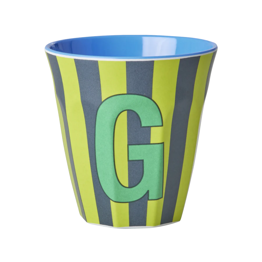 Mittelgroßer Becher - Grün - G - Stripes