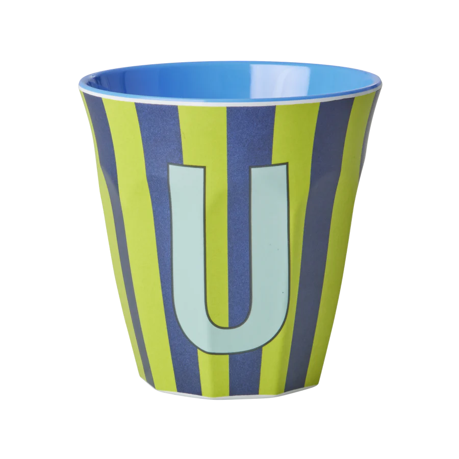 Mittelgroßer Becher - Grün - U - Stripes