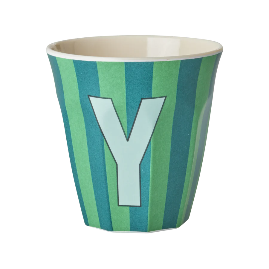 Mittelgroßer Becher - Grün - Y - Stripes