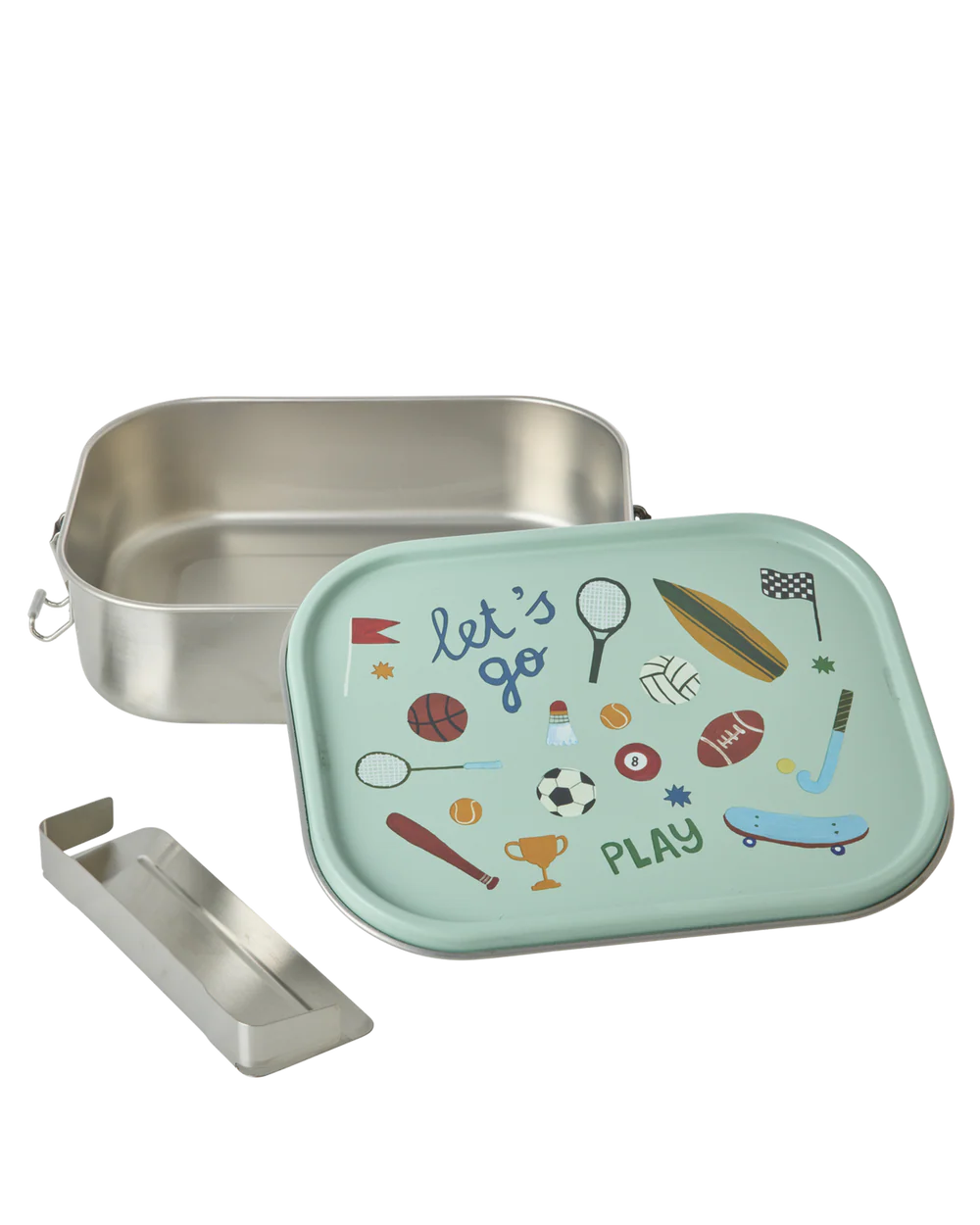 Große Rostfreier Stahl Brotdose - Hellgrün - Sports Print