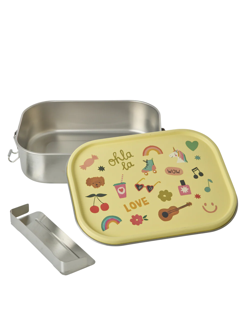 Große Rostfreier Stahl Brotdose - Hellgelb - Unicorn Love Print