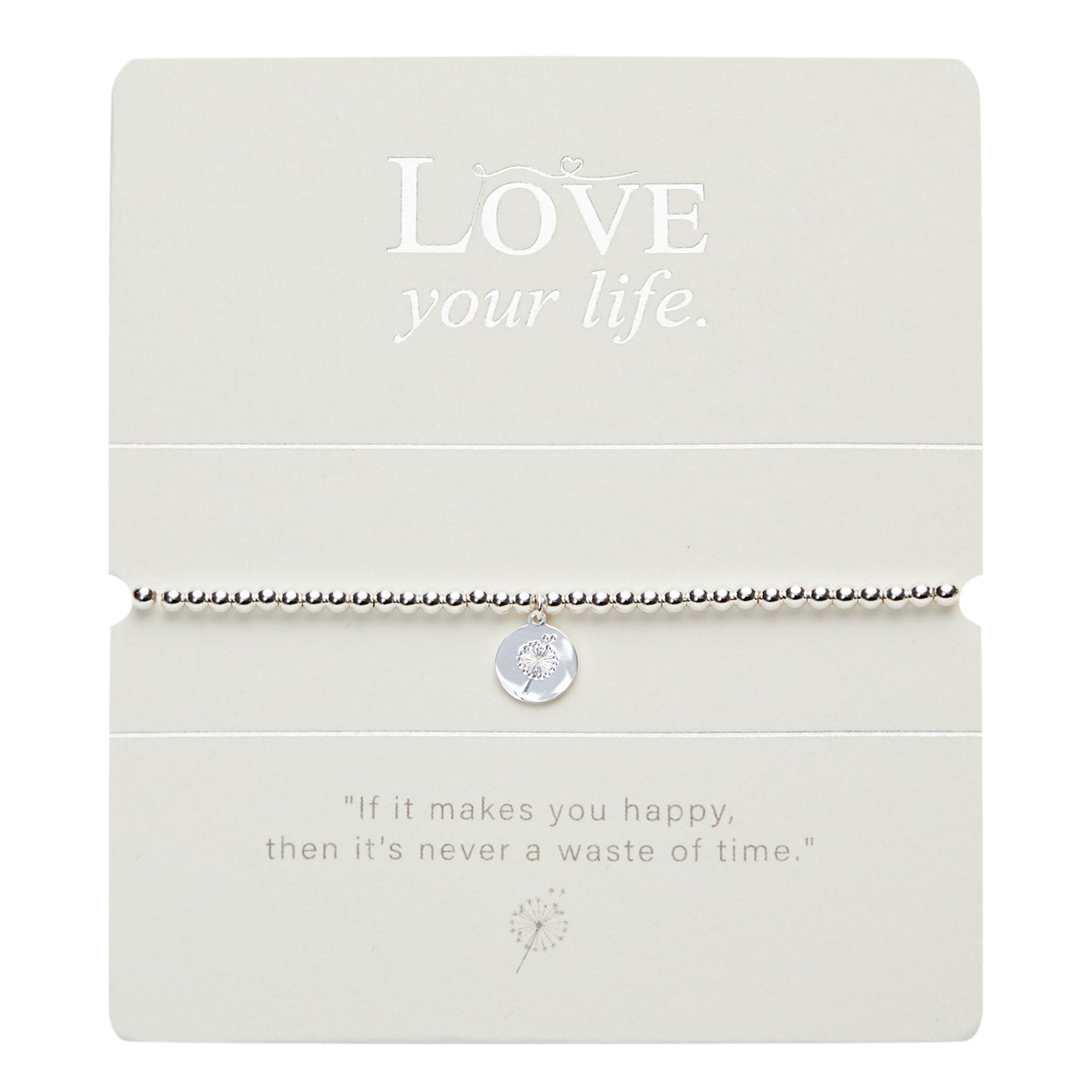 Kugelarmband - Love your life - Pusteblume