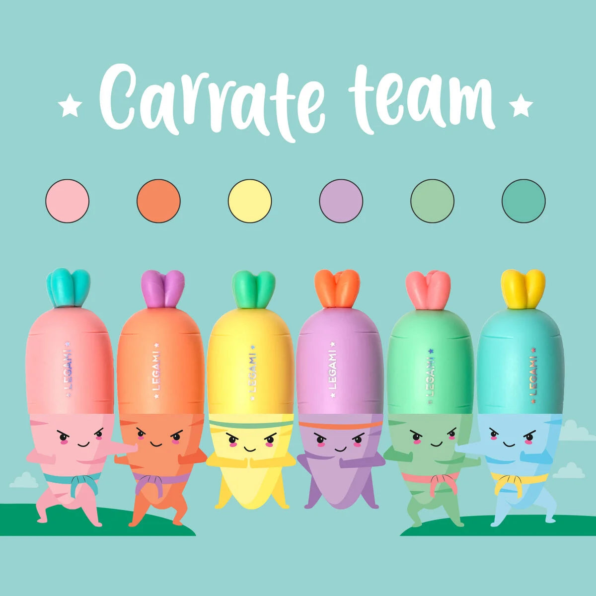 Mini-Textmarker 6er-Set - Carrate Team