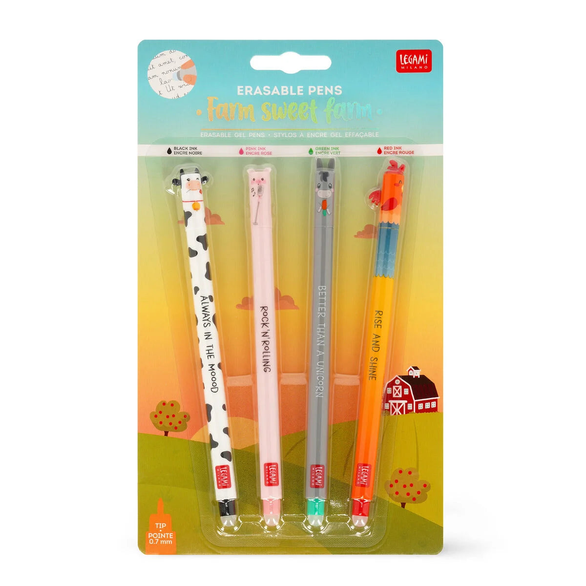 Set mit 4 Löschbaren Gelstiften Farm Sweet Farm - Erasable Pen