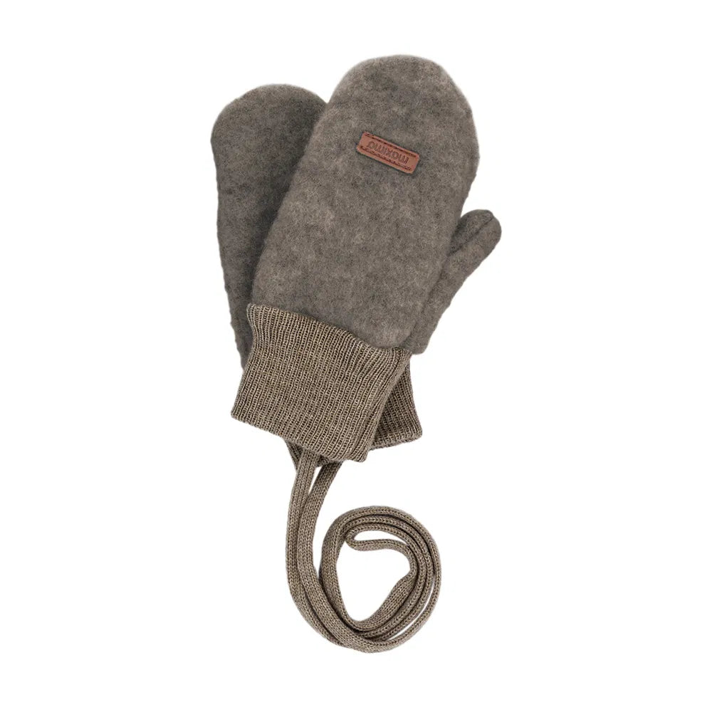 handschuhe wollfleece GOTS MINI Handschuhe mit Daumen, Wollfleece braunmeliert
