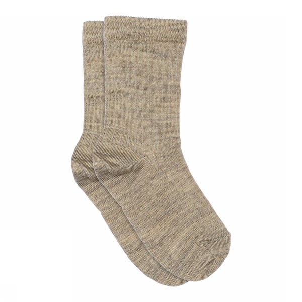 gerippte Wollsocken - light brown melange