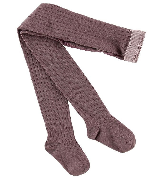 gerippte Wollstrumpfhose - gdark purple dove