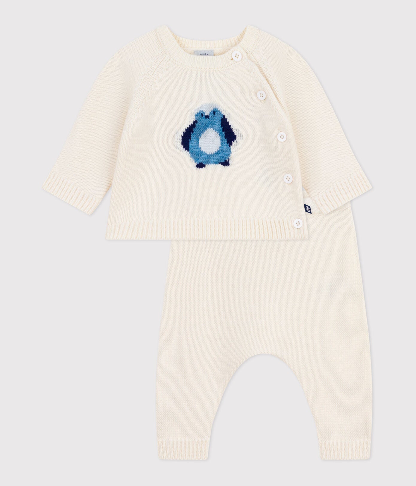 2-teiliges Baby-Set aus Wollstrick mit Pinguin-Motiv