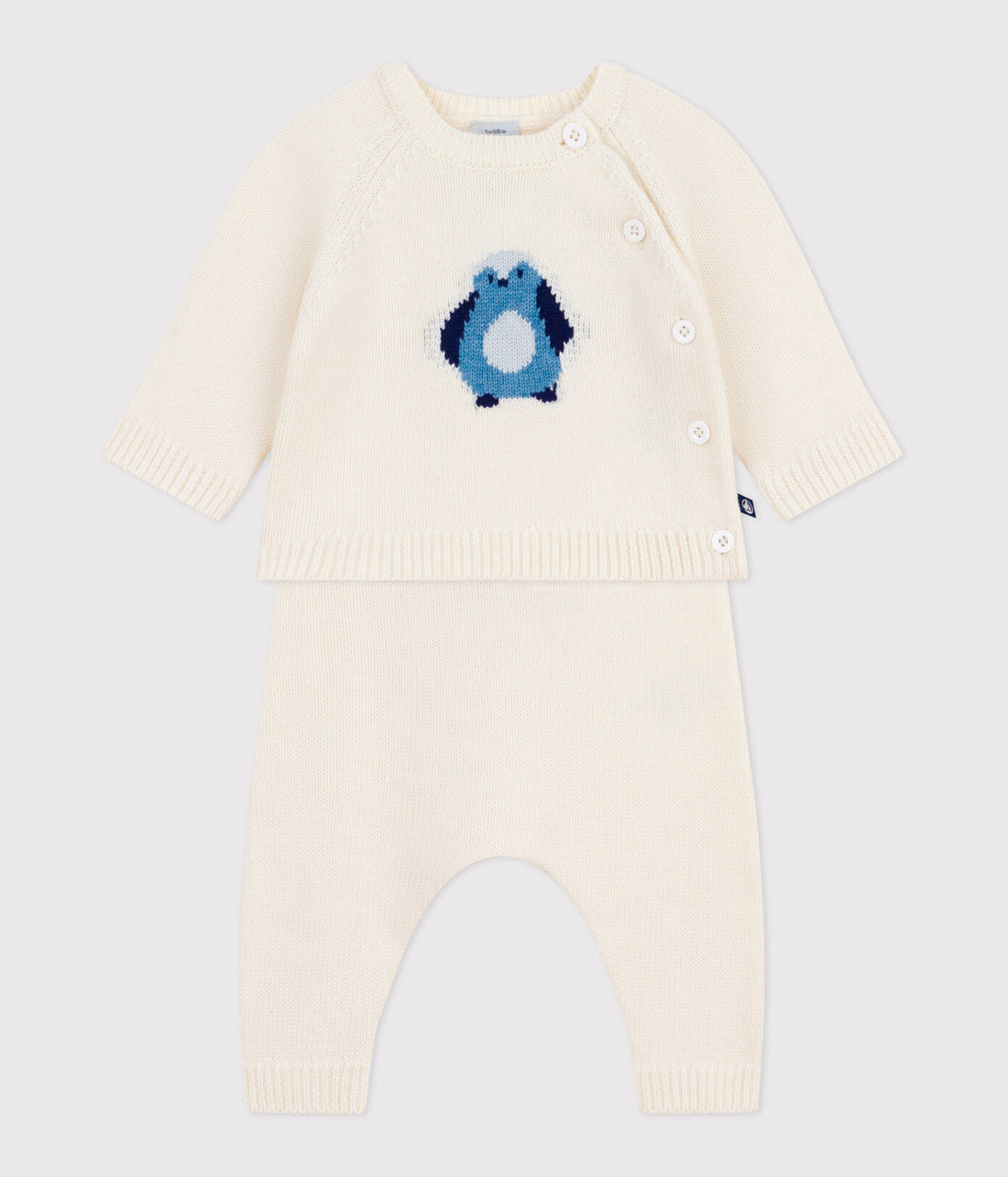 2-teiliges Baby-Set aus Wollstrick mit Pinguin-Motiv