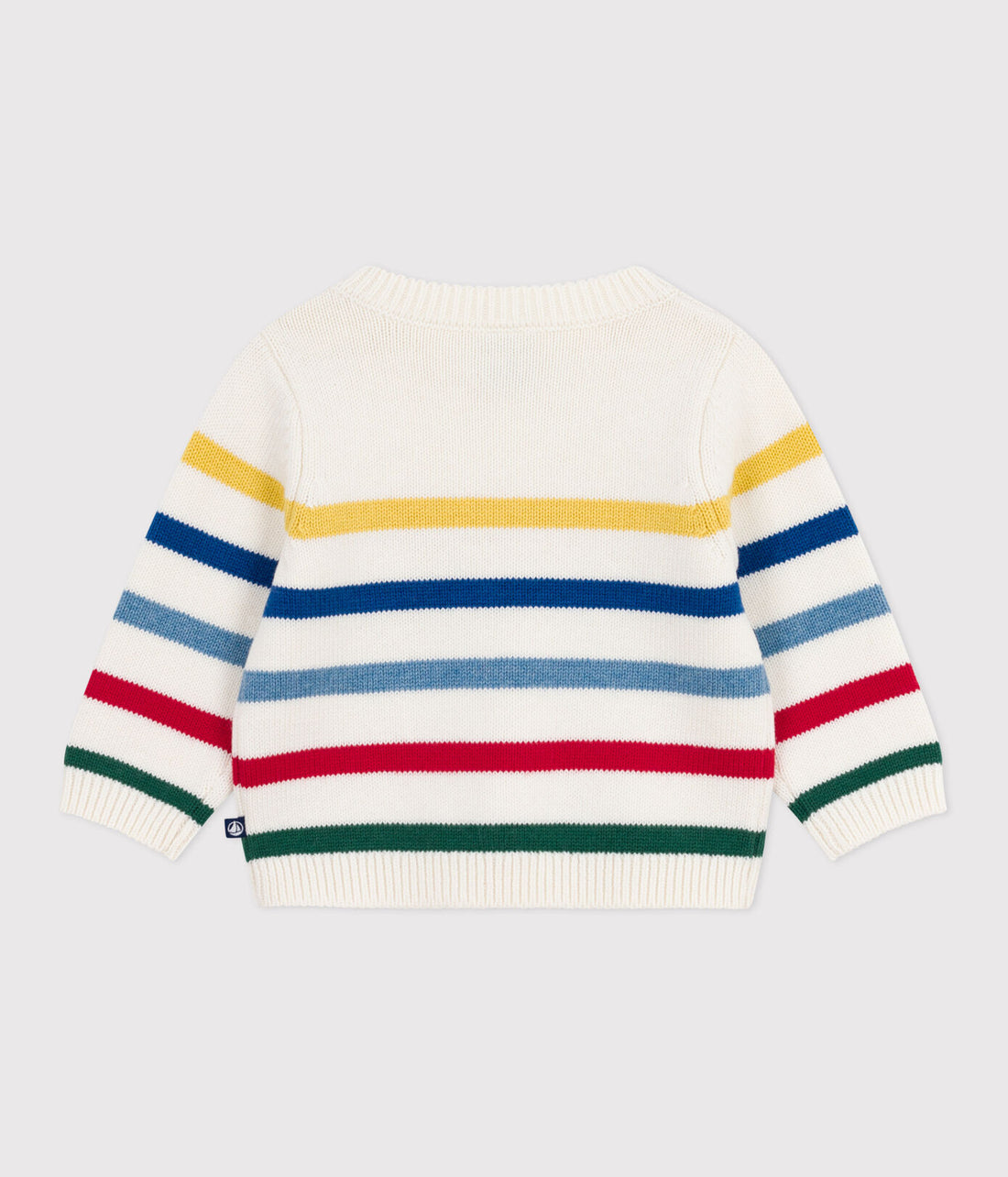Baby-Pullover aus Wolle und Baumwolle mit bunten Streifen