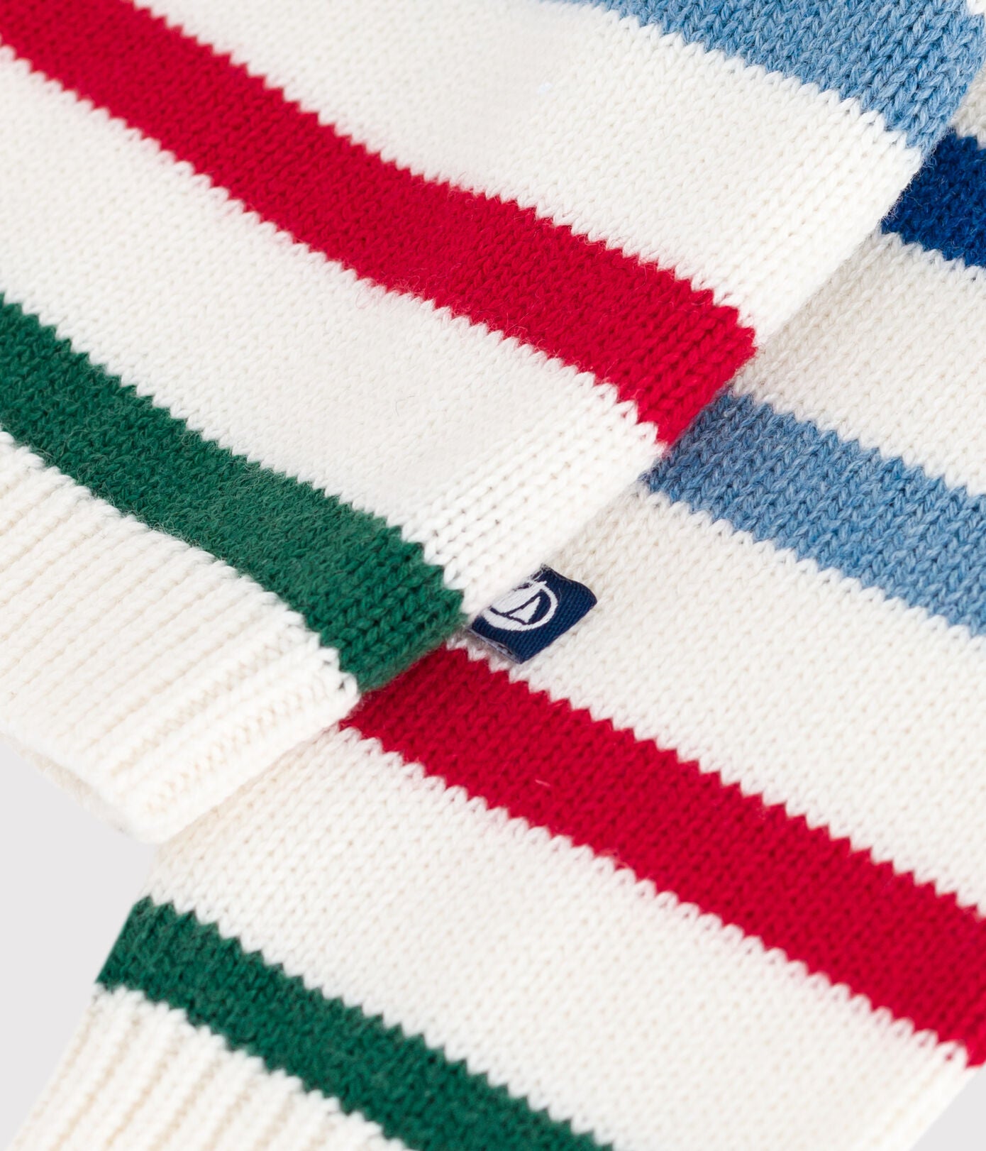 Baby-Pullover aus Wolle und Baumwolle mit bunten Streifen