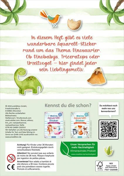 Meine Aquarell-Sticker - Dinosaurier