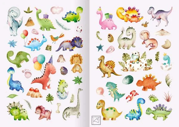 Meine Aquarell-Sticker - Dinosaurier