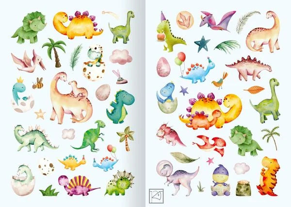 Meine Aquarell-Sticker - Dinosaurier