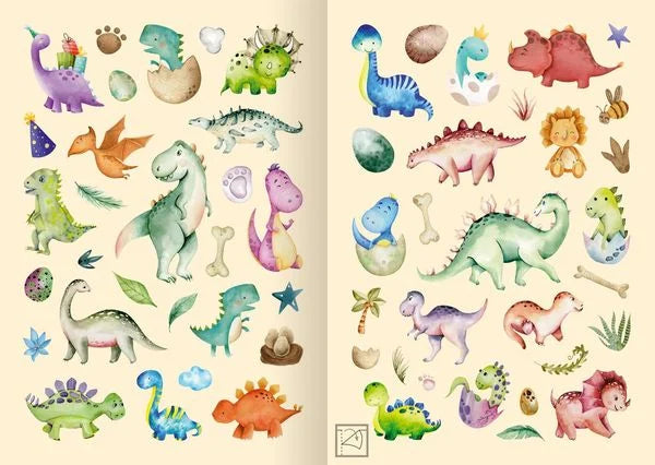 Meine Aquarell-Sticker - Dinosaurier