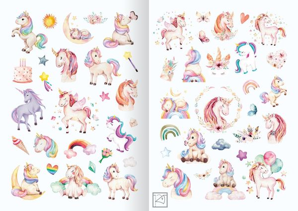 Meine Aquarell-Sticker - Einhörner