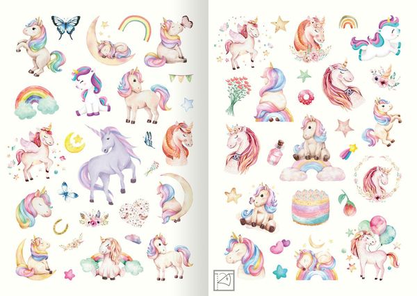 Meine Aquarell-Sticker - Einhörner