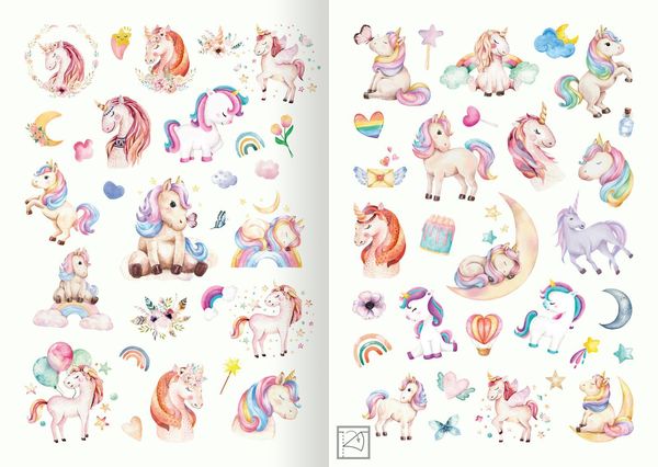 Meine Aquarell-Sticker - Einhörner
