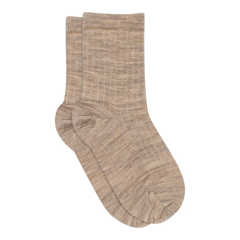 gerippte Baumwollsocken, light brown melange