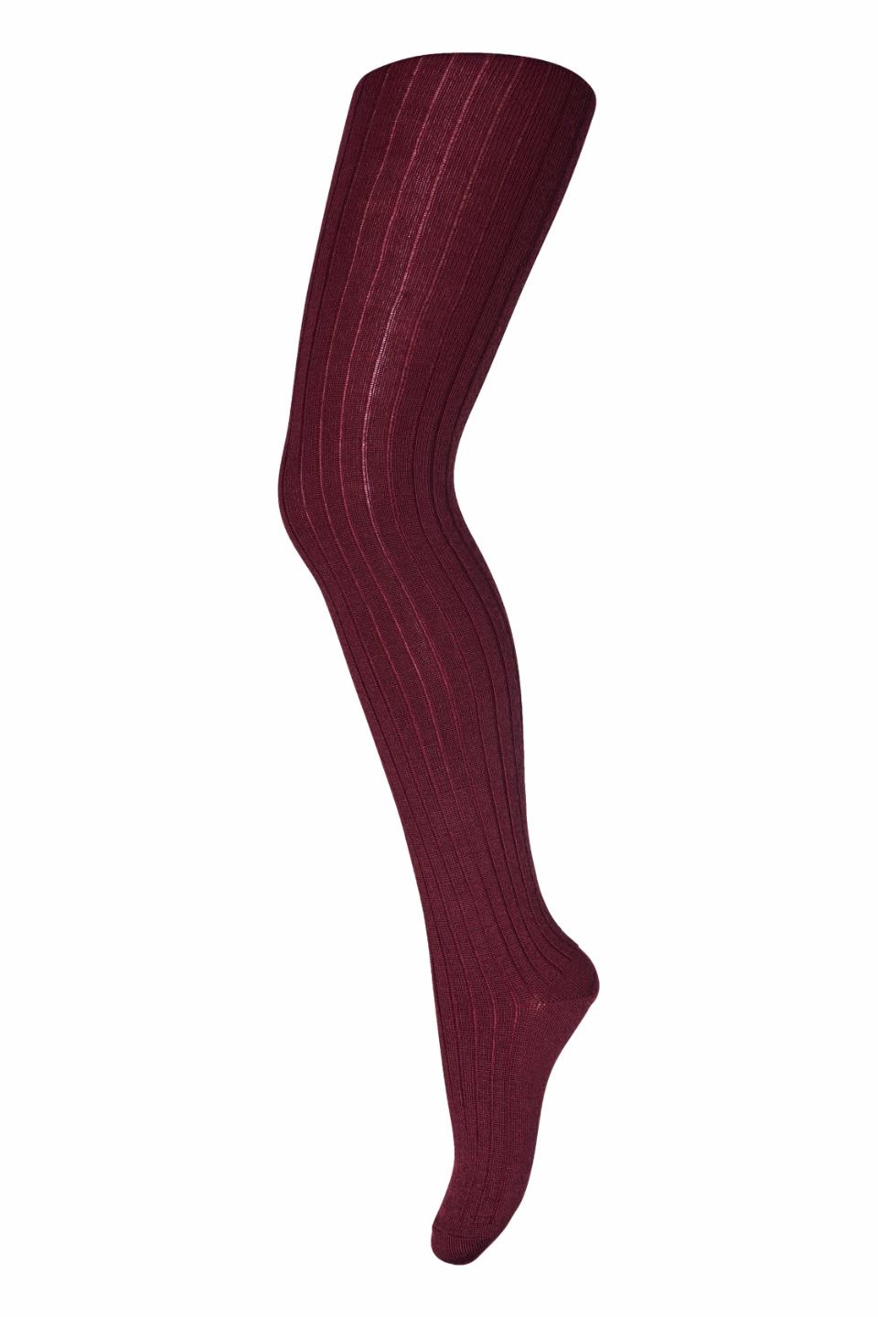 gerippte Wollstrumpfhose - wine red