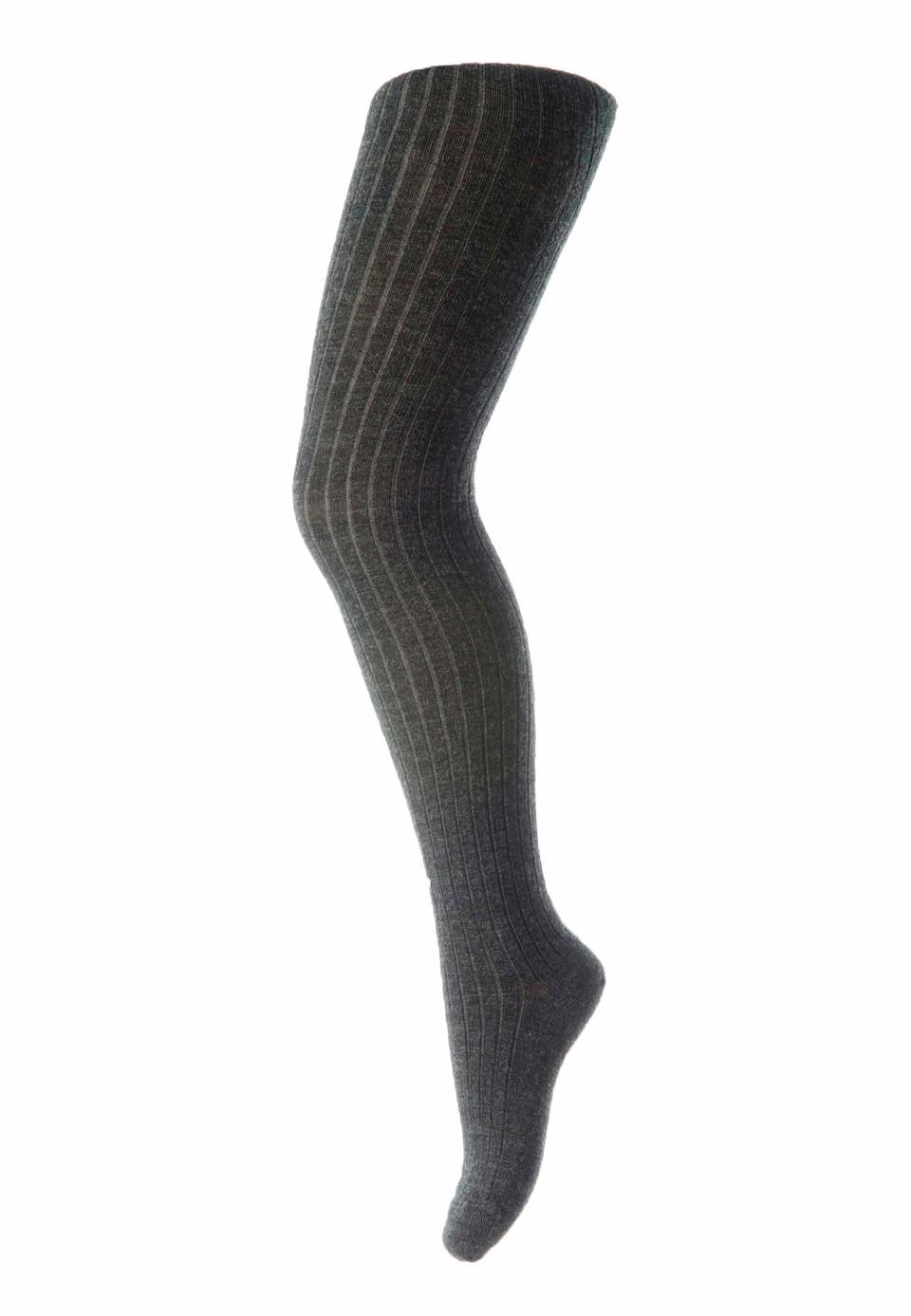 gerippte Wollstrumpfhose - dark grey melange