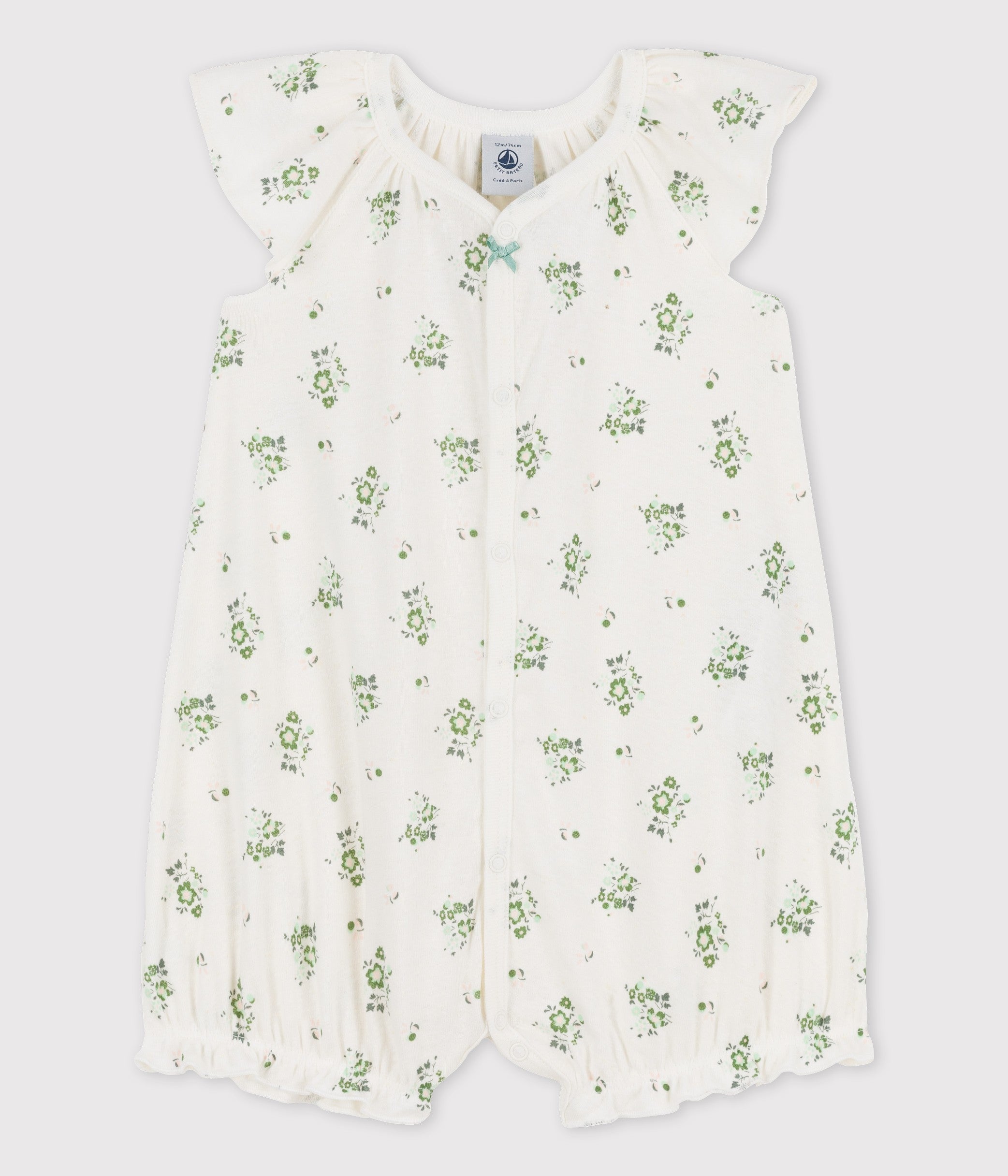 Baby Einteiler aus Baumwolle mit kleinen Blumen bedruckt