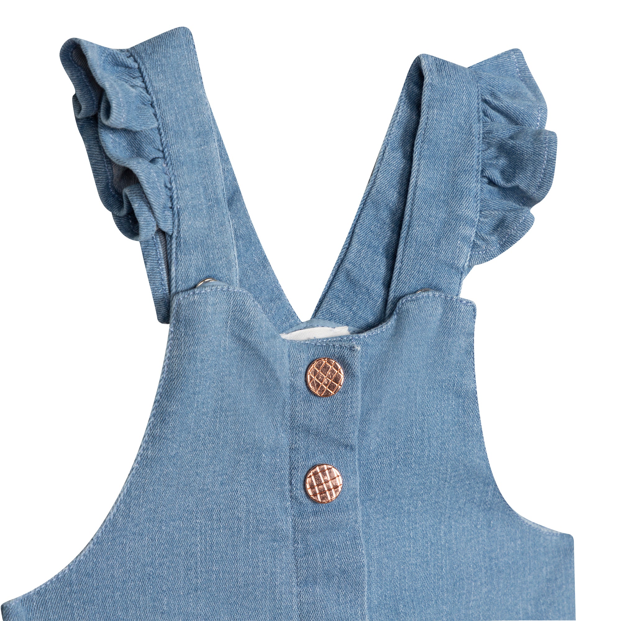 Latzhose mit Rüschen aus Jeans