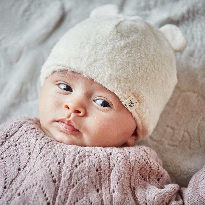 GOTS BABY-Mütze, Teddy kleine Öhrchen