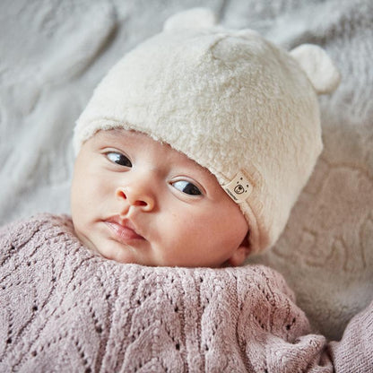 GOTS BABY-Mütze, Teddy kleine Öhrchen