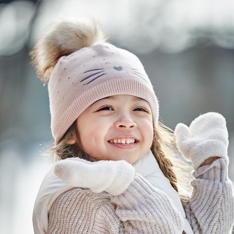 MINI Beanie mit Flockmotiv und Pompon