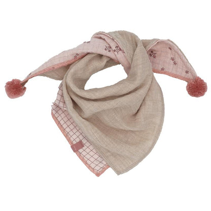GOTS MINI-Tuch, Pompons zum Binden, Musselinstoff
