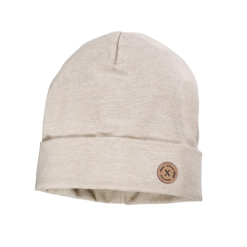 GOTS KIDS-Beanie mit Umschlag, Microringel, UV 50, beige